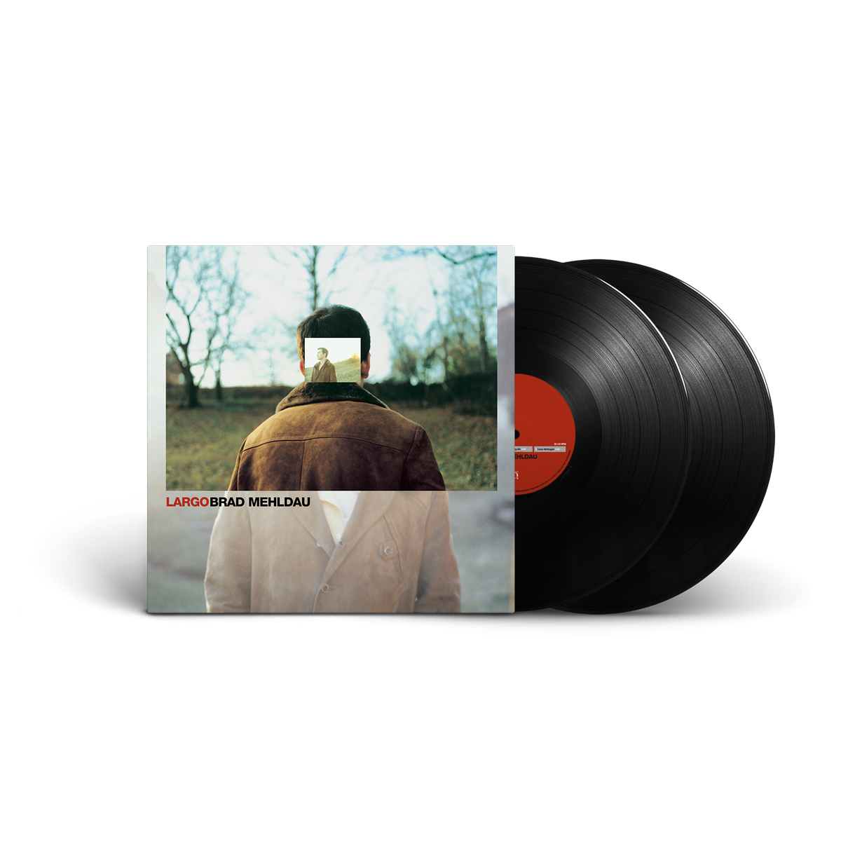 brad mehldau, largo, 2 black vinyl records halfway out of sleeve