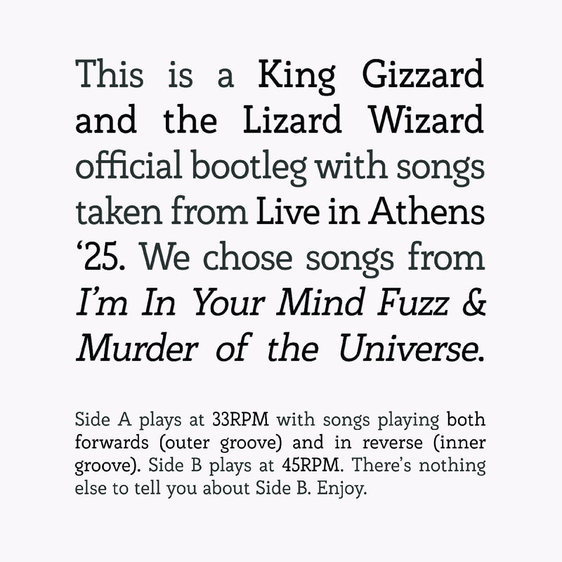 King Gizzard and The Lizard Wizard - Songs from I'm In Your Mind Fuzz & Murder of the Universe Live in Athens '25 [LP]
