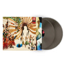 Vinyl record with a colorful cover featuring artistic design and two gray vinyl discs.