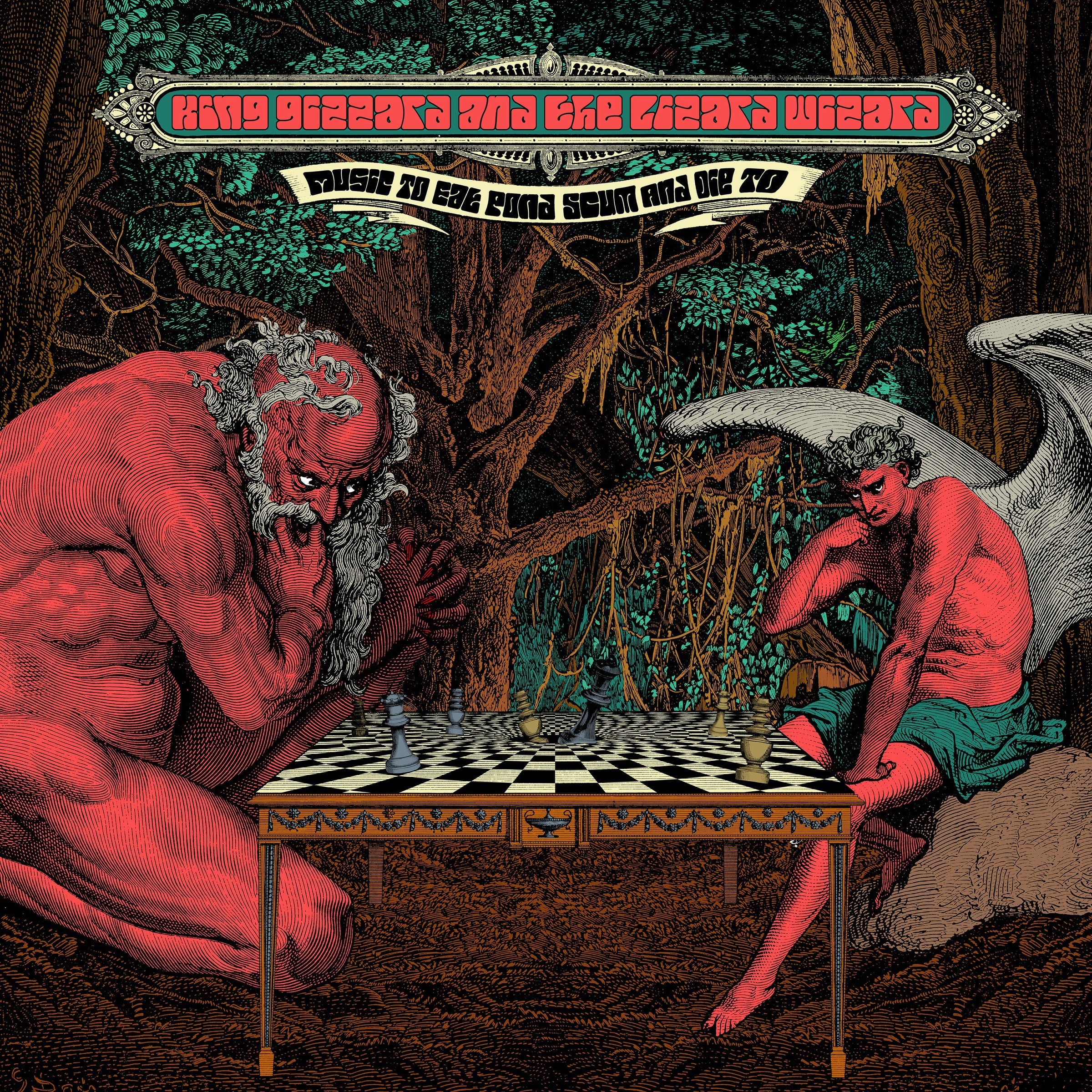 King Gizzard & The Lizard Wizard - Music To Eat Pond Scum And Die To [2xLP - Coke Bottle Clear w/ Black & Magenta Splatter]