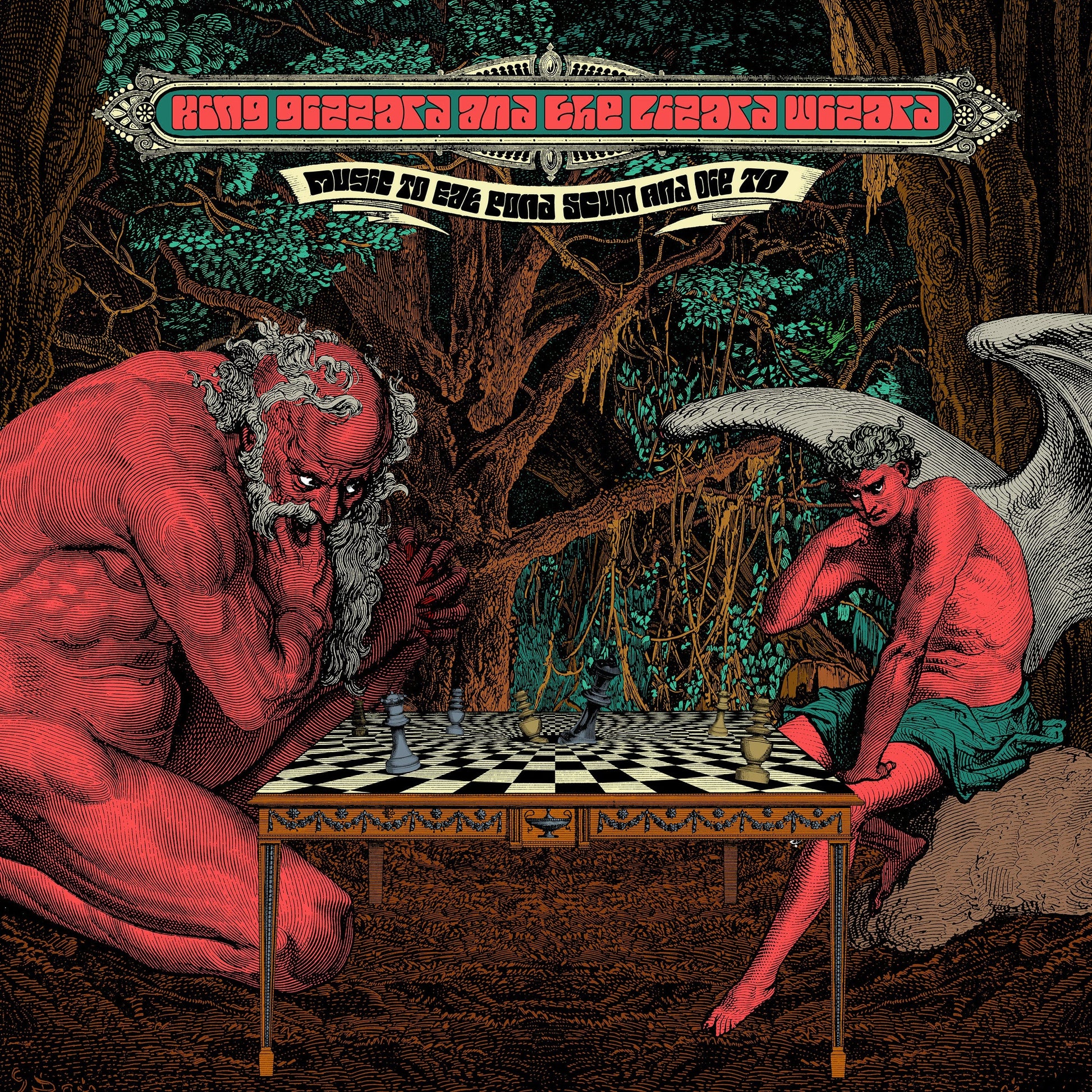 King Gizzard & The Lizard Wizard - Music To Eat Pond Scum And Die To [2xLP - Coke Bottle Clear w/ Black & Magenta Splatter]