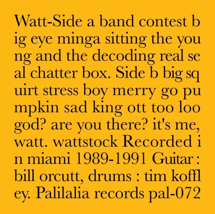 Watt - Recorded in Miami 1989-1991 [LP]