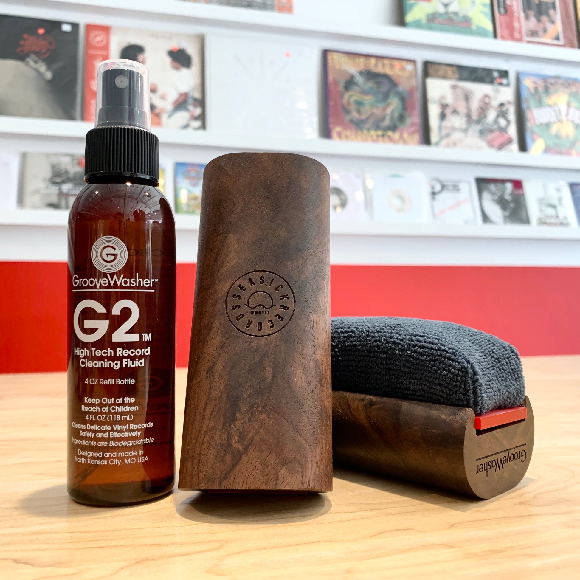 Groove Washer Vinyl Record Care System [Walnut - Seasick Edition]